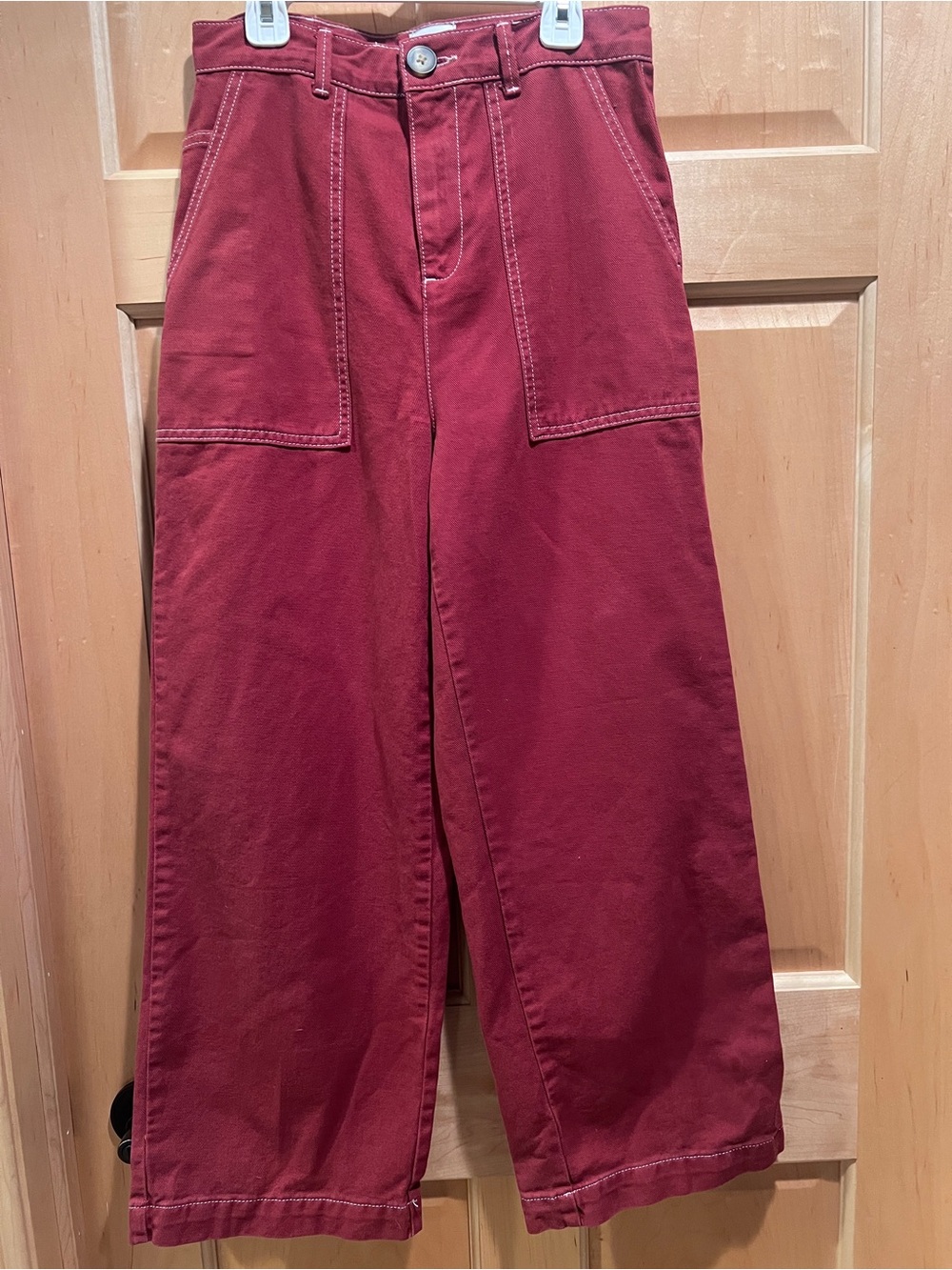 BDG Urban Outfitters Women Rust Wide Leg Utility Pant Contrast Stitch W27 Skater